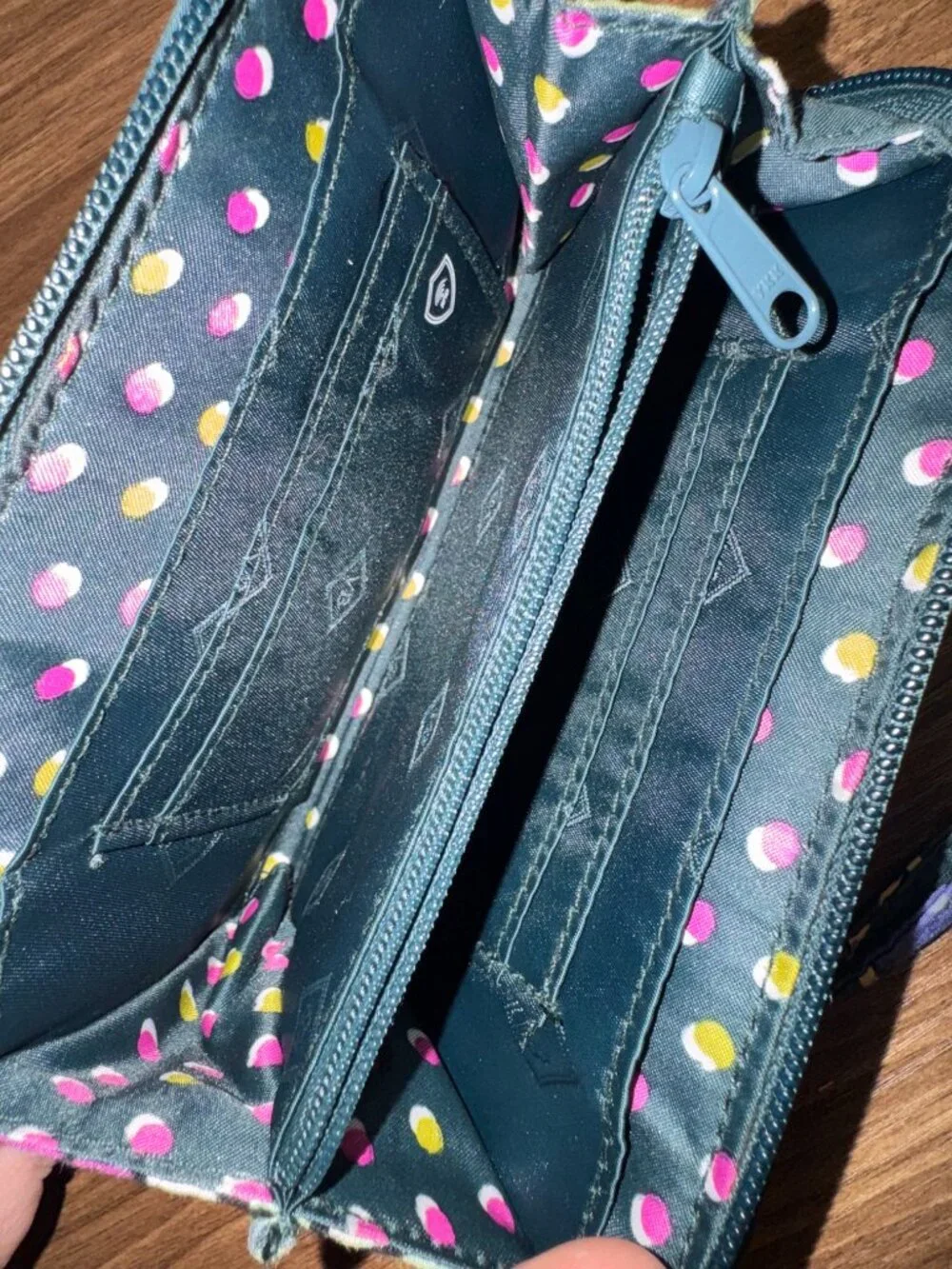 Vera Bradley Zip Around Wristlet Wallet : Slate Blooms Floral Quilted Cotton